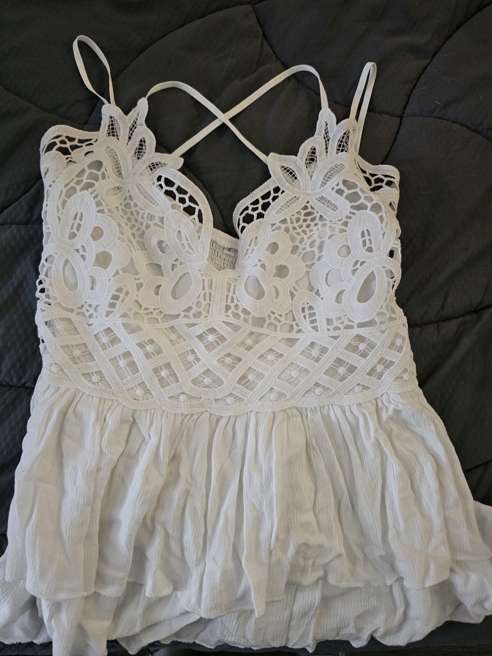 White Lace Crochet Babydoll Cami Top